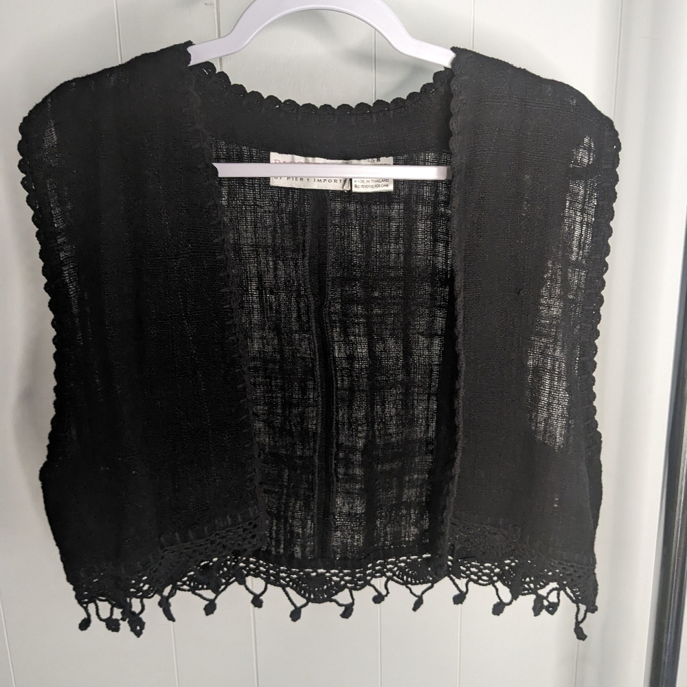 Vintage Passports Of Pier 1 Imports Black Linen Vest … Gem